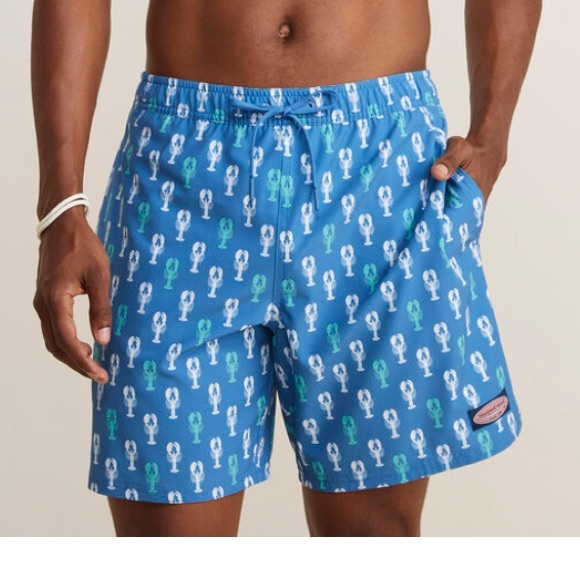 VINEYARD VINES fish print men’s swim trunks size M pink blue - Picture 4 of 17